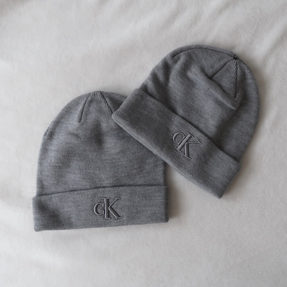 Calvin Klein, Beanie, Gray, Embroidery logo
